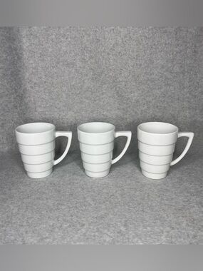 FRANK LLOYD WRIGHT Krups Guggenheim Vtg 1998 Set of 3 White Mugs Contemporary